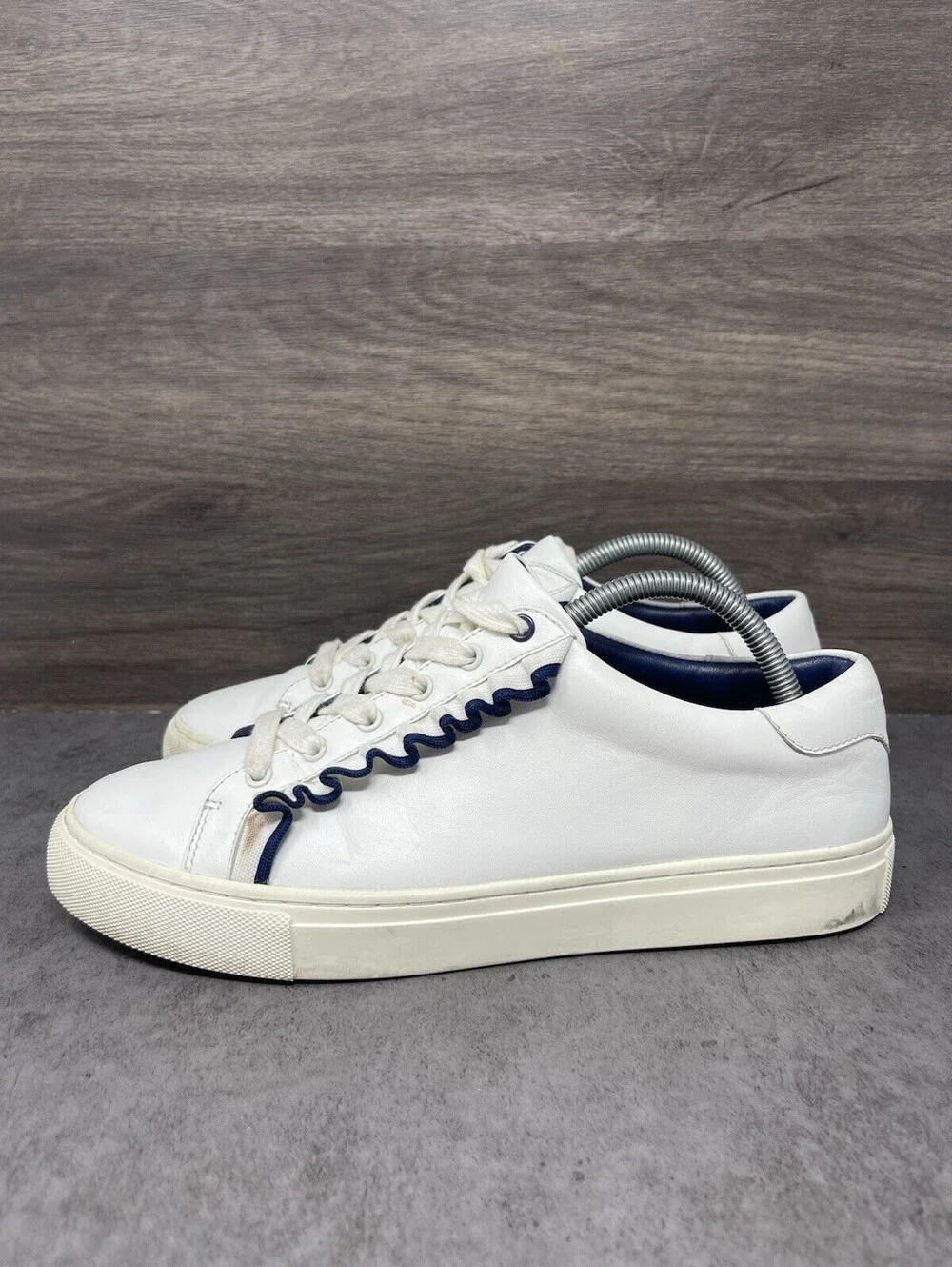 Tory Burch Ruffle Sneakers Womens Size 9.5 White Leather Sport